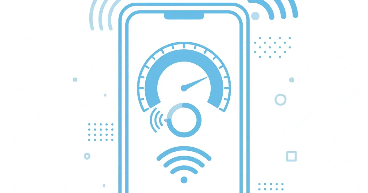 Smartphone with data meter gauge and wifi waves
