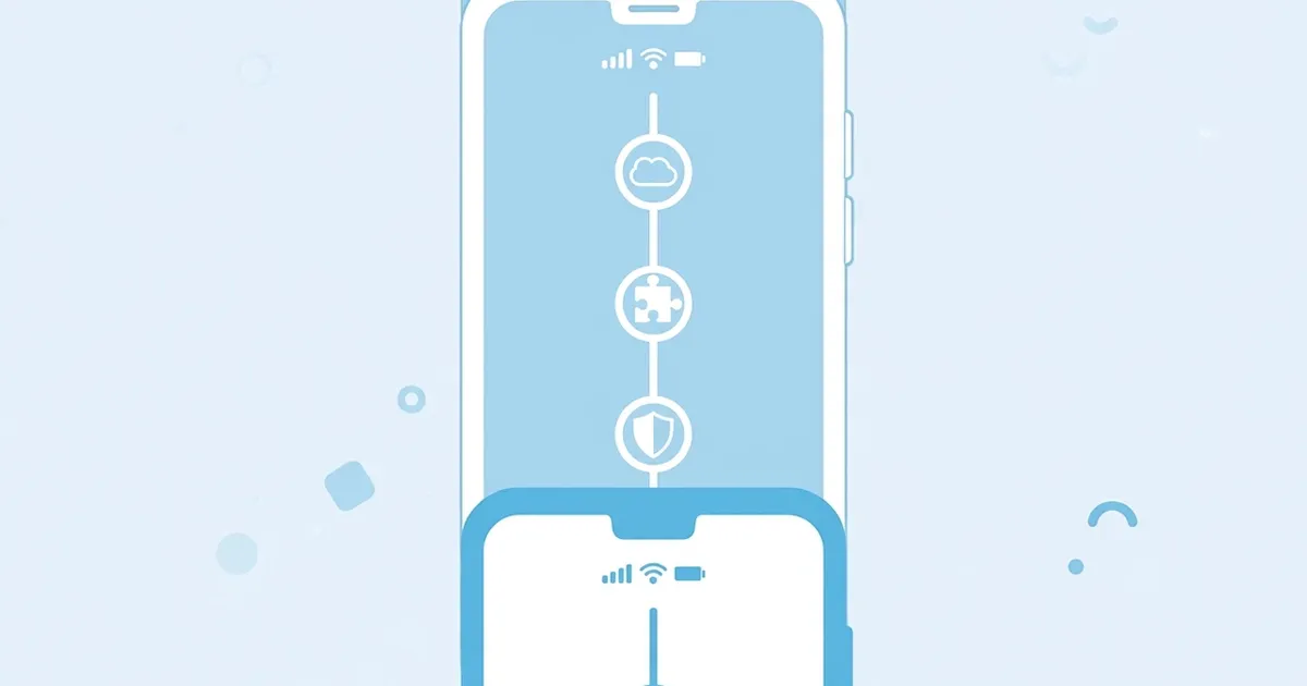 Stack of smartphone screens showing app version history timeline
